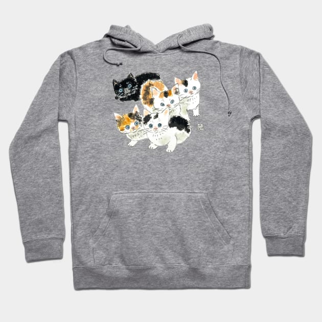 5 cute kitties Hoodie by colorofmori